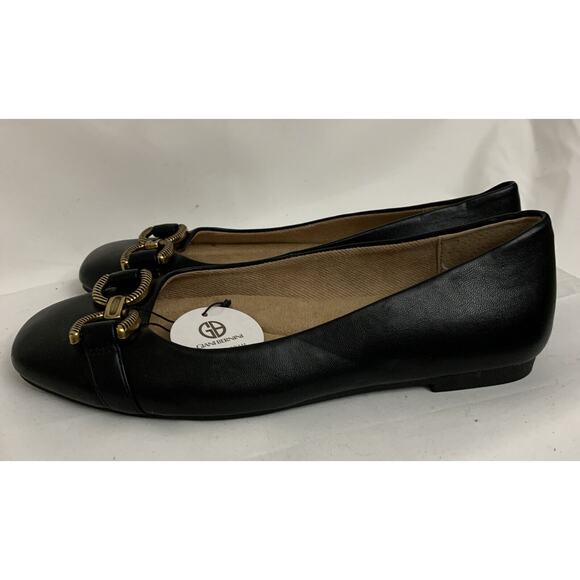 Giani Bernini Brookee Ballet Flats Black Faux Leather Womens 7 Slip On Buckle - Picture 2 of 8